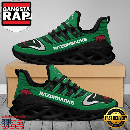 NCAA Custom Name Arkansas Razorbacks Saint Patrick’S Day Unique Design Max Soul Shoes Running Sneakers