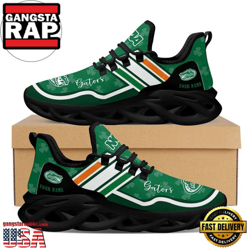 NCAA Custom Name Florida Gators Logo Saint Patrick’S Day Unique Design Max Soul Shoes Running Sneakers