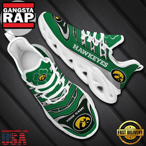 NCAA Custom Name Iowa Hawkeyes Saint Patrick’S Day Unique Design Max Soul Shoes Running Sneakers