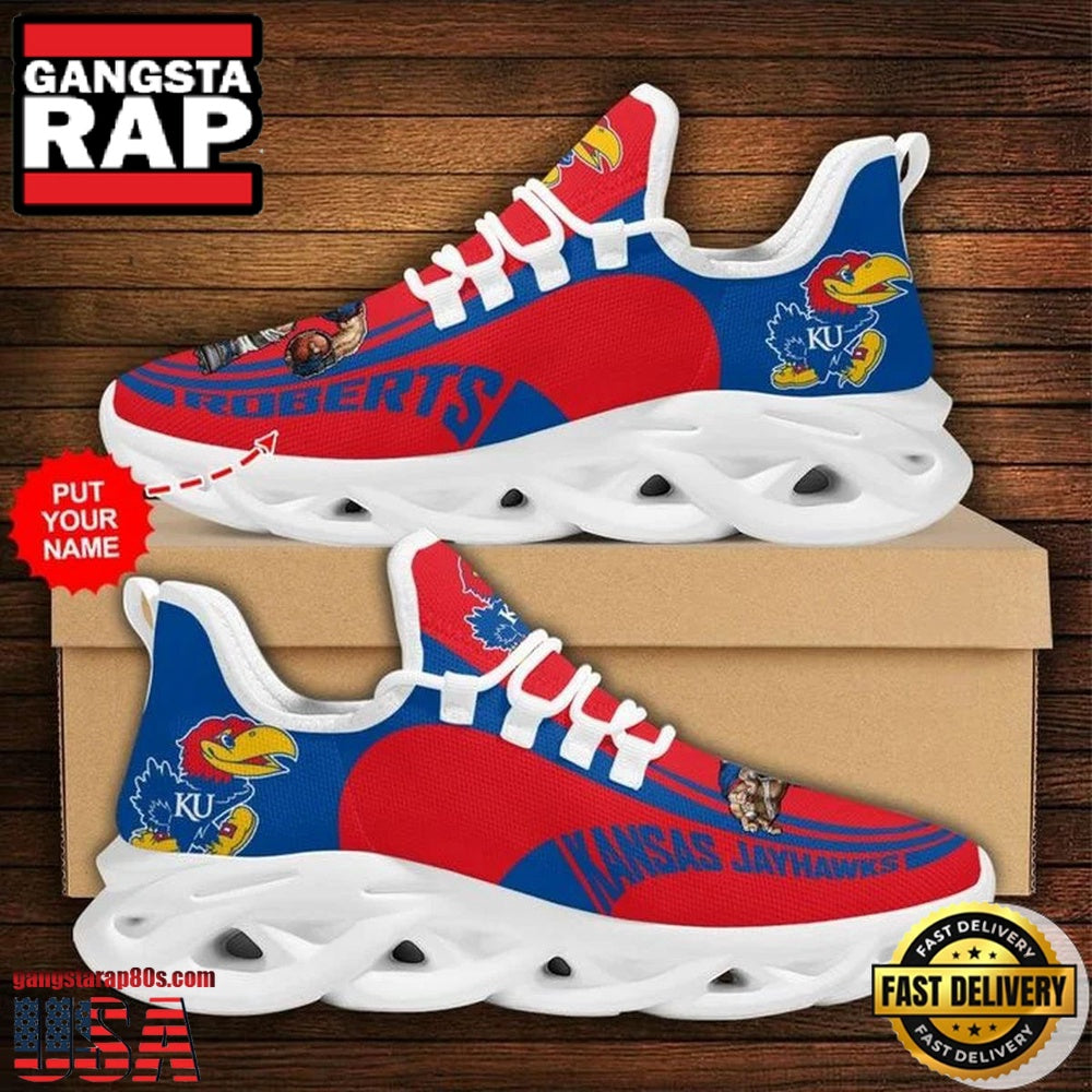 NCAA Custom Name Kansas Jayhawks Sneaker Unique Design Max Soul Shoes Running Sneakers
