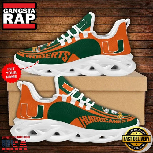 NCAA Custom Name Miami Hurricanes Sneaker Unique Design Max Soul Shoes Running Sneakers