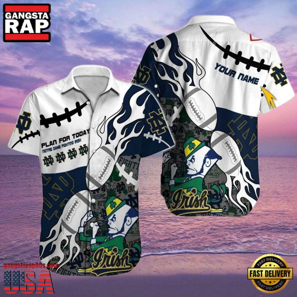 NCAA Custom Name Notre Dame Fighting Irish Hawaiian Shirt Man