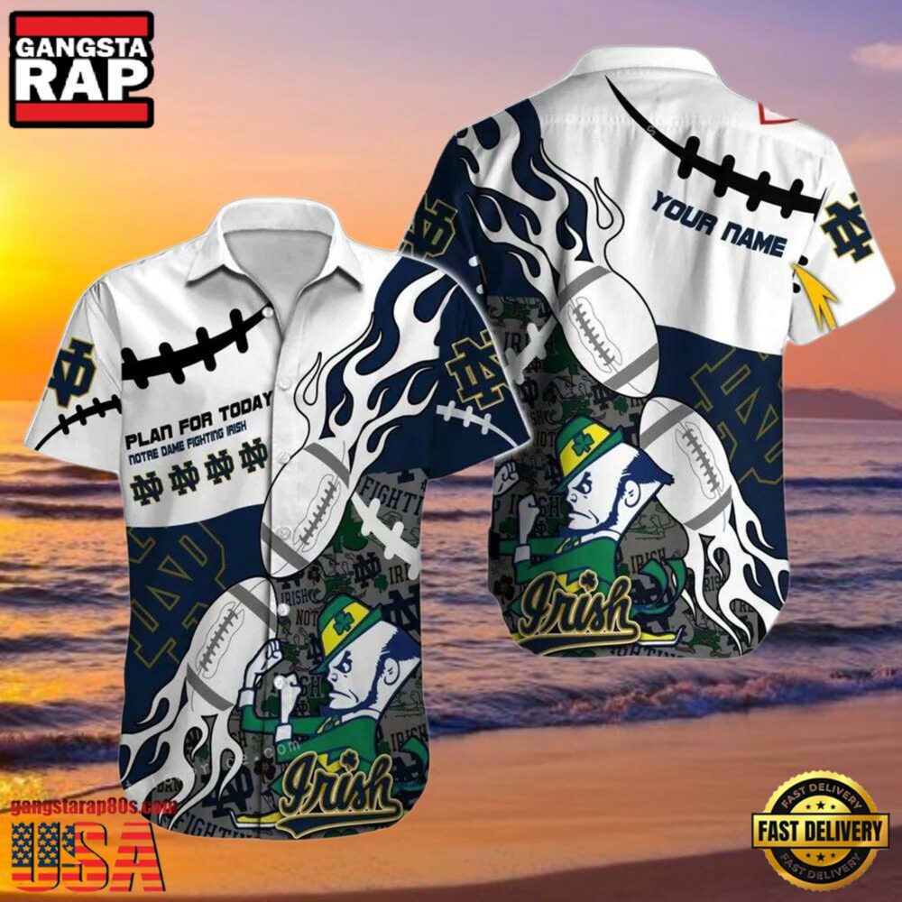 NCAA Custom Name Notre Dame Fighting Irish Hawaiian Shirt Man