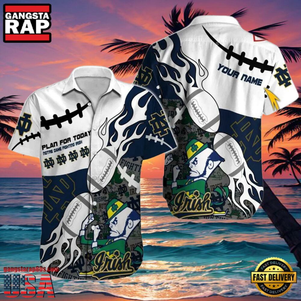 NCAA Custom Name Notre Dame Fighting Irish Hawaiian Shirt Man