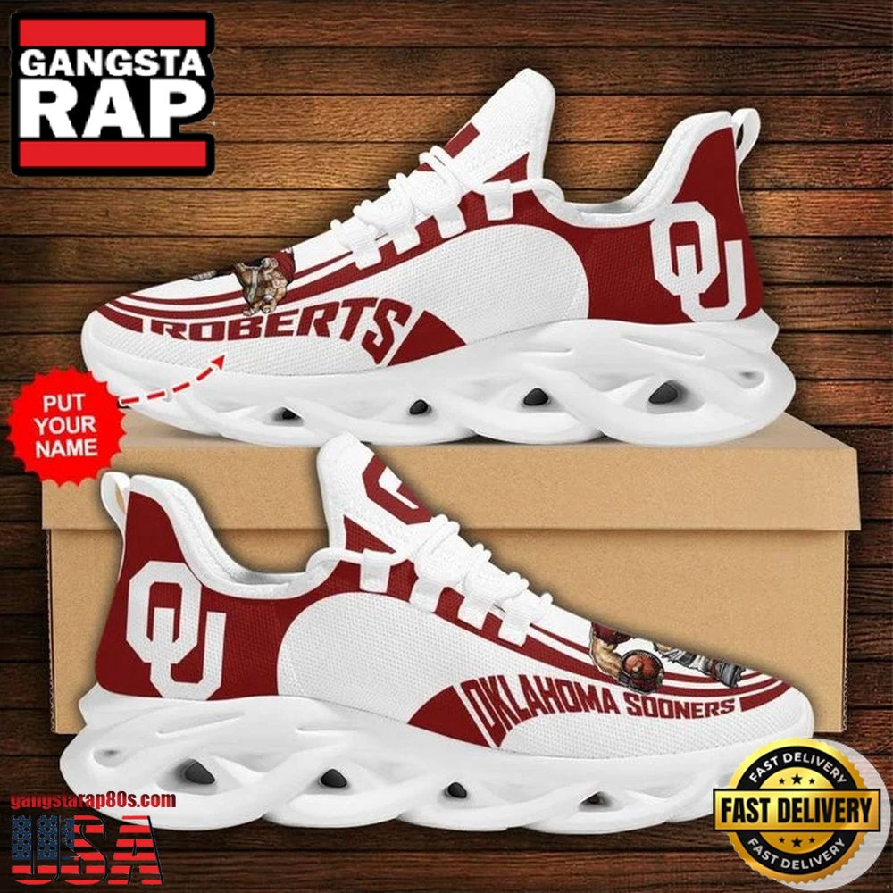NCAA Custom Name Oklahoma Sooners Sneaker Unique Design Max Soul Shoes Running Sneakers