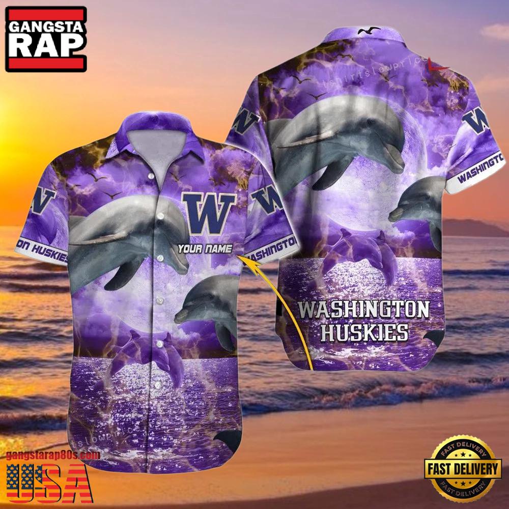 NCAA Custom Name Washington Huskies Hawaiian Shirt Cheap For Men Women