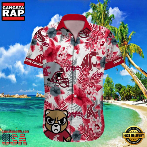 NCAA Custom Name Washington State Cougars Hawaiian Shirt Aloha Hawaiian Shirt
