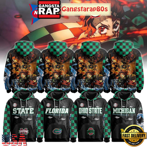 NCAA Custom Team x Demon Slayer Infinity Castle All Over Print Hoodie