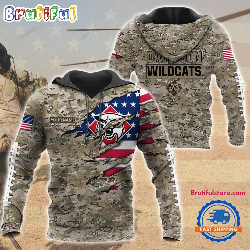 NCAA Davidson Wildcats Military Veterans Camouflage Hoodie