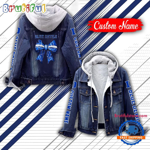 NCAA Duke Blue Devils Team Logo Sport Design Hooded Denim Jacket