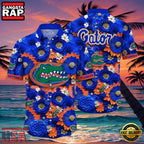 NCAA Florida Gators Flower Button Up Hawaiian Shirt 3D Shirt, Florida Gators Football Gifts For Dad