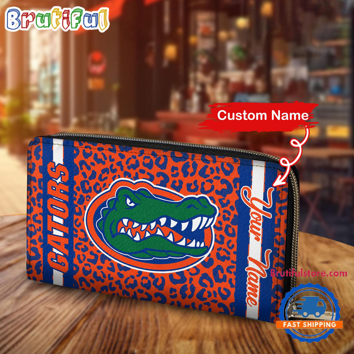 NCAA Florida Gators Leopard Women’s Zip Around Wallet, Sporty Women’s Wallet