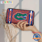 NCAA Florida Gators Leopard Women’s Zip Around Wallet, Sporty Women’s Wallet