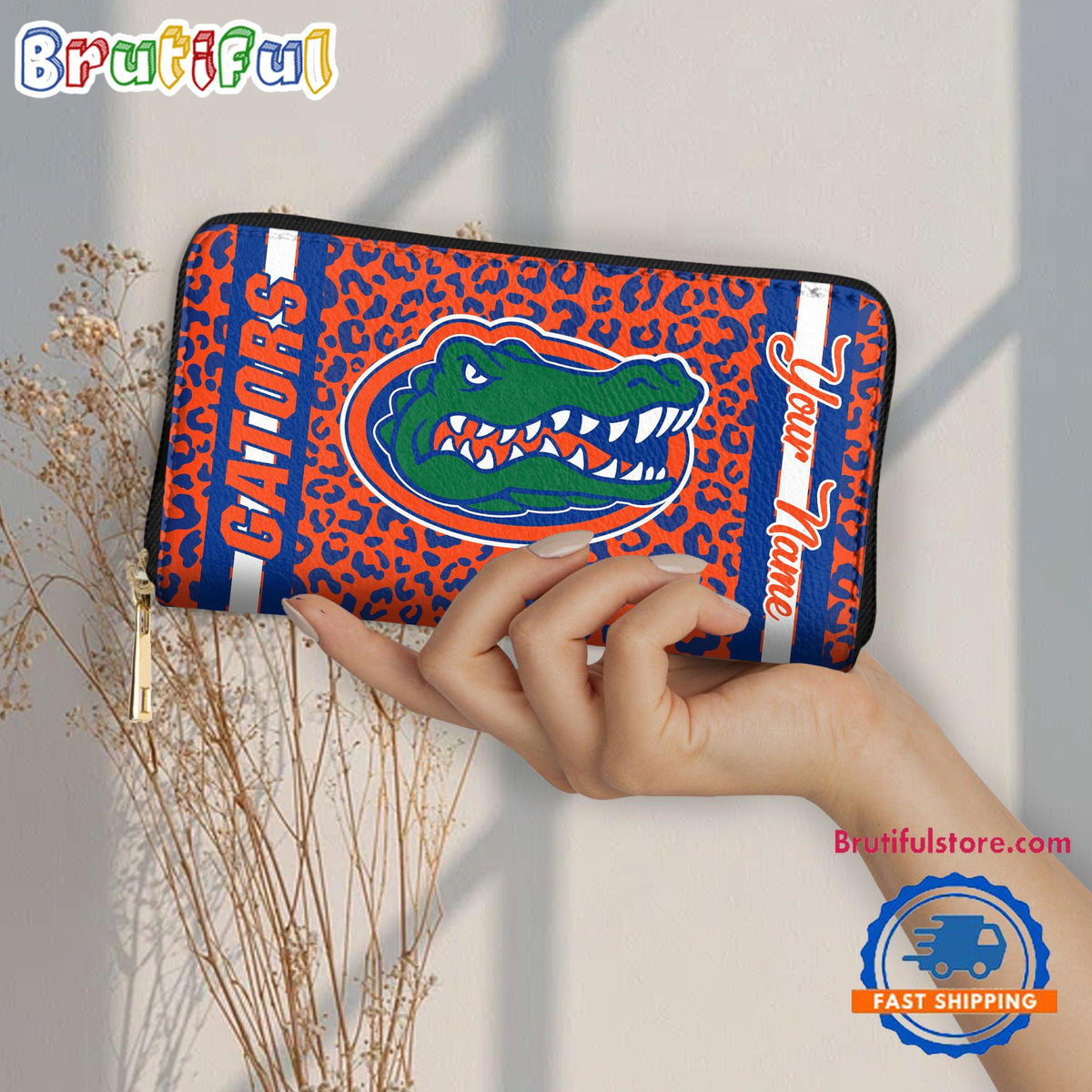 NCAA Florida Gators Leopard Women’s Zip Around Wallet, Sporty Women’s Wallet