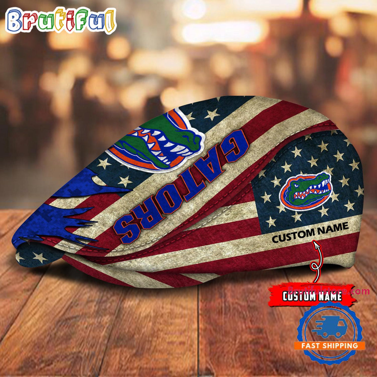 NCAA Florida Gators Sport American Flag Custom Name Jeff Cap