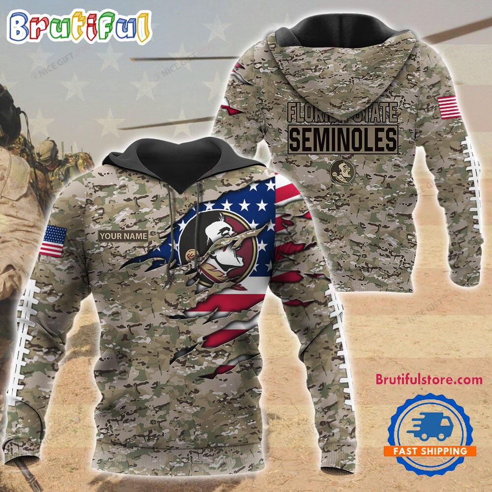 NCAA Florida State Seminoles Military Veterans Camouflage Hoodie