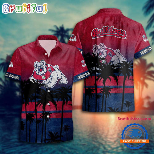 NCAA Fresno State Bulldogs Palm Tree Tropical Summer Beach Hawaiian Shirt