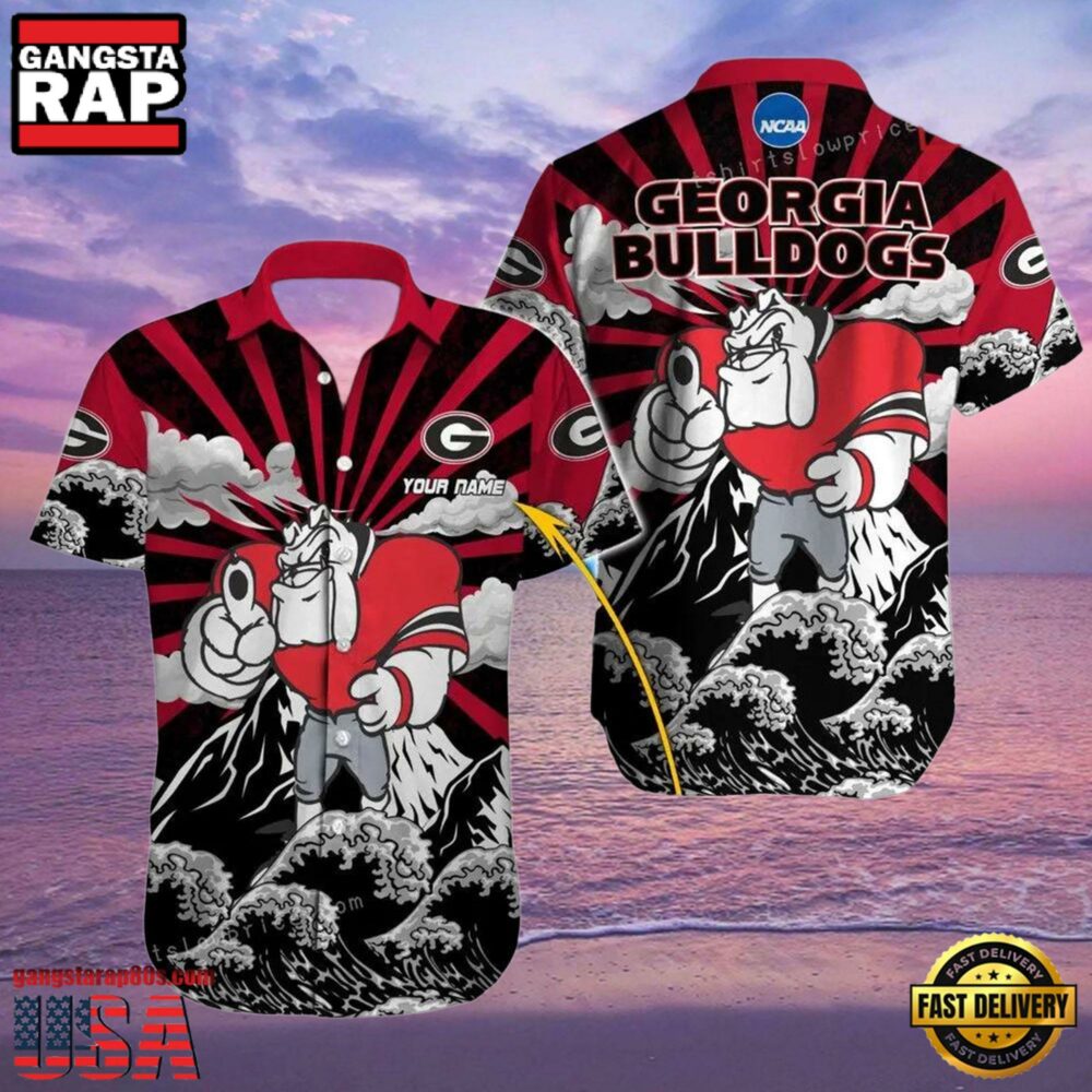 NCAA Georgia Bulldogs 3D Print Custom Name Aloha Hawaiian Shirt
