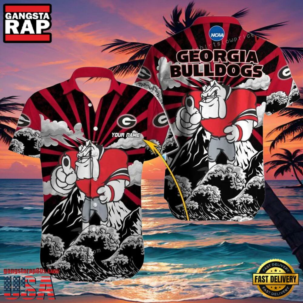 NCAA Georgia Bulldogs 3D Print Custom Name Aloha Hawaiian Shirt