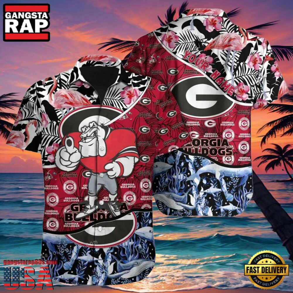 NCAA Georgia Bulldogs 3D Print Custom Name Cheap Hawaiian Shirt