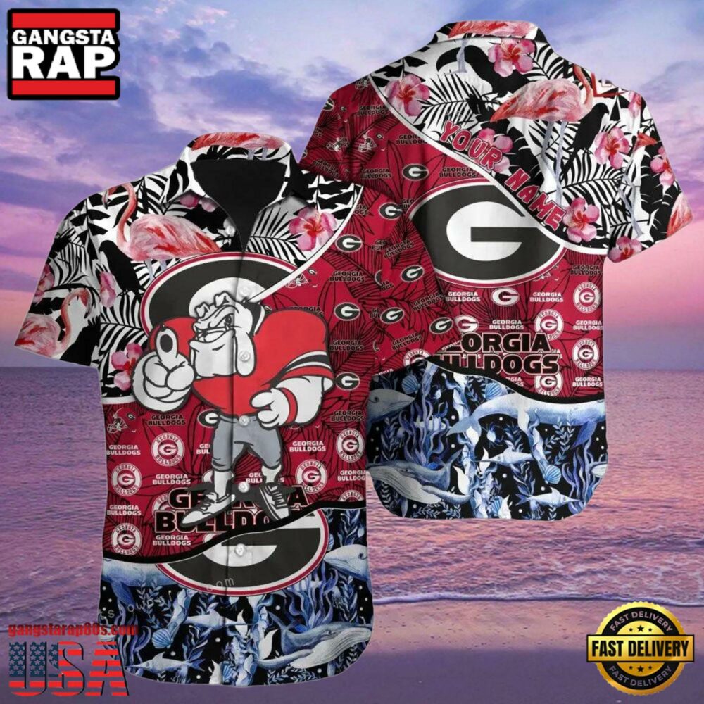 NCAA Georgia Bulldogs 3D Print Custom Name Cheap Hawaiian Shirt