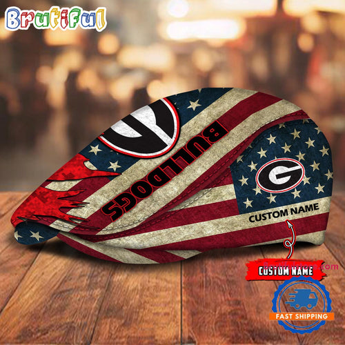 NCAA Georgia Bulldogs Sport American Flag Custom Name Jeff Cap