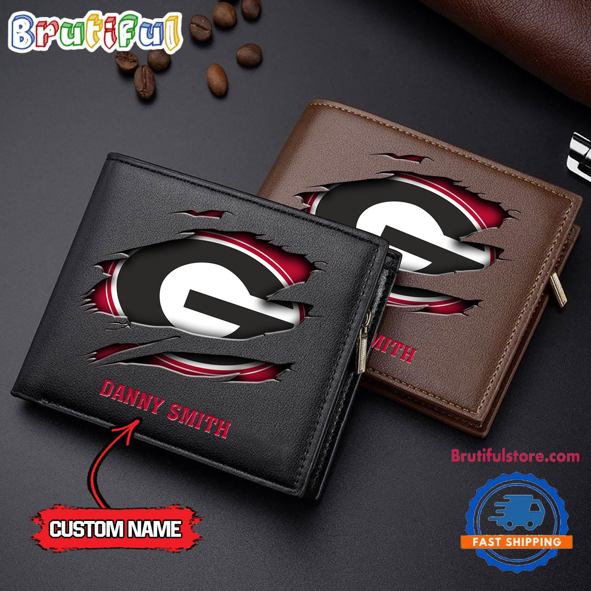 NCAA Georgia Bulldogs Sporty Custom Men’s Leather Wallet