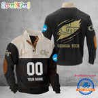 NCAA Georgia Tech Yellow Jackets Sport Team Custom Name And Number Buttoned Collar Sweatshirt