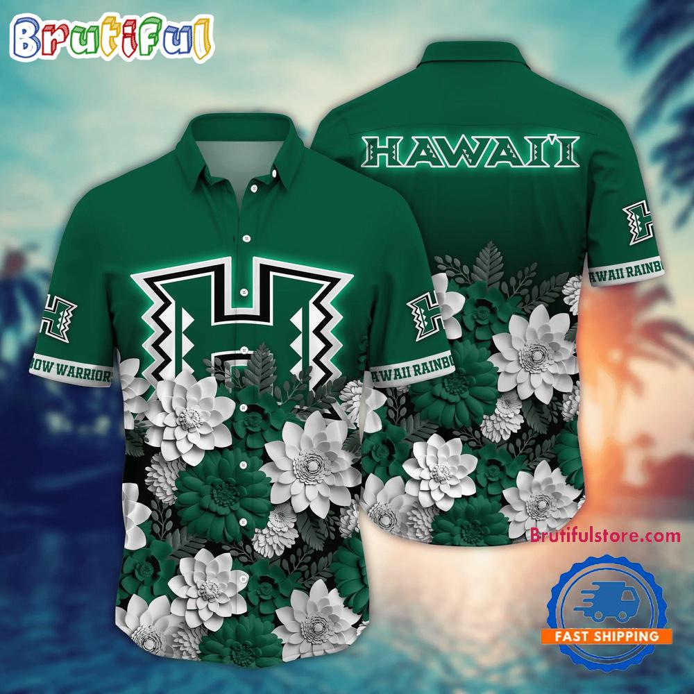 NCAA Hawaii Rainbow Warriors Flower Tropical Summer Beach Hawaiian Shirt