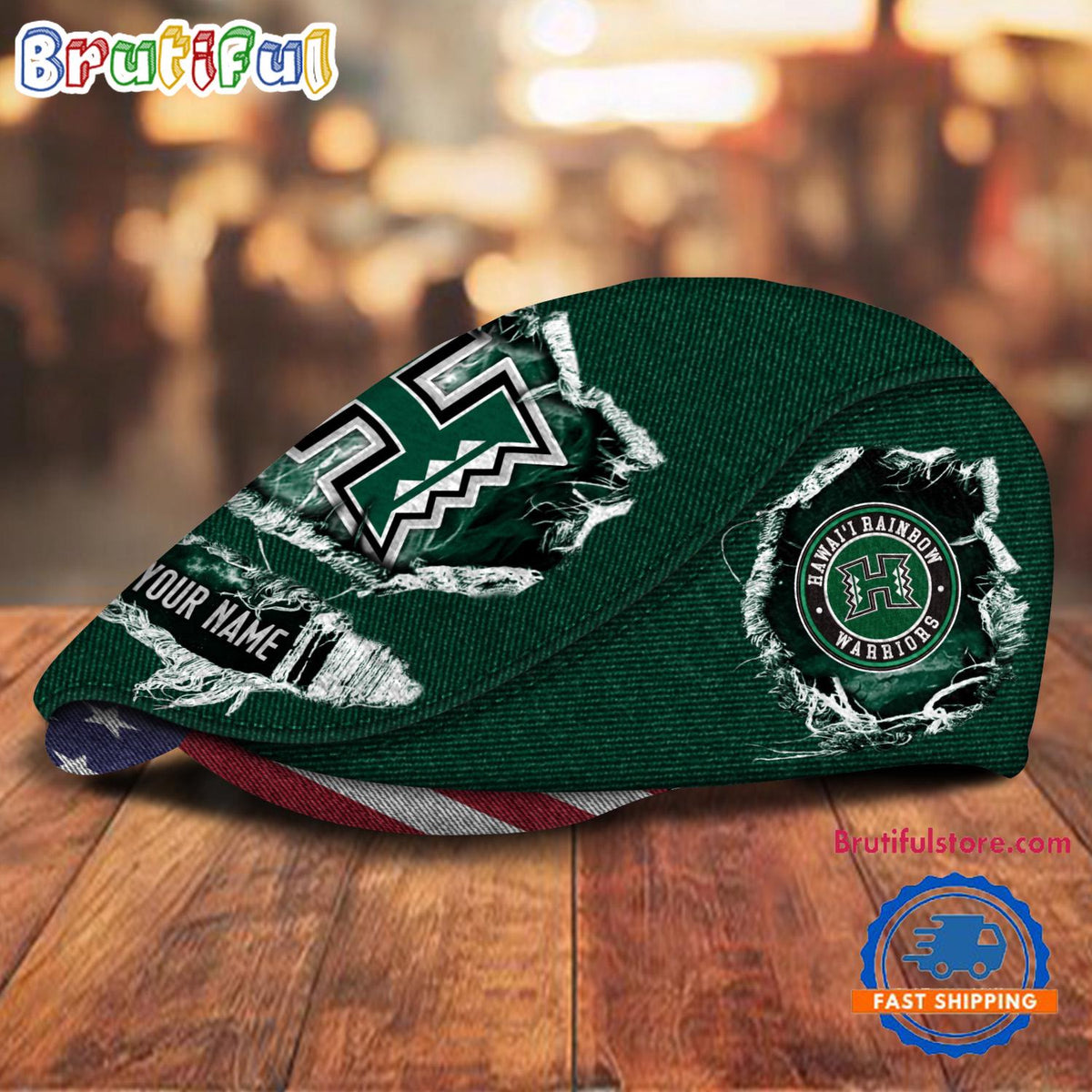 NCAA Hawaii Rainbow Warriors Sport Team Design Jeff Cap