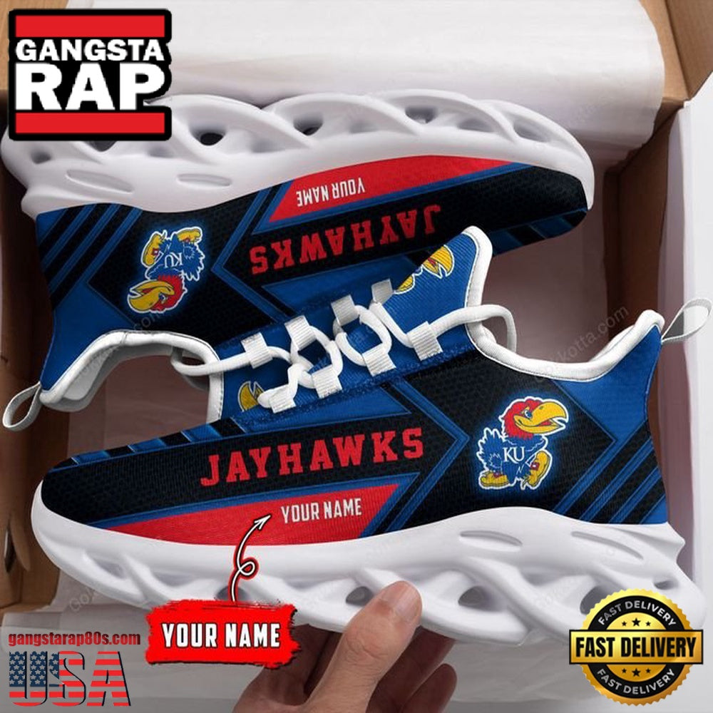 NCAA [Hot Sale] Kansas Jayhawks Custom Name Unique Design Max Soul Shoes Running Sneakers
