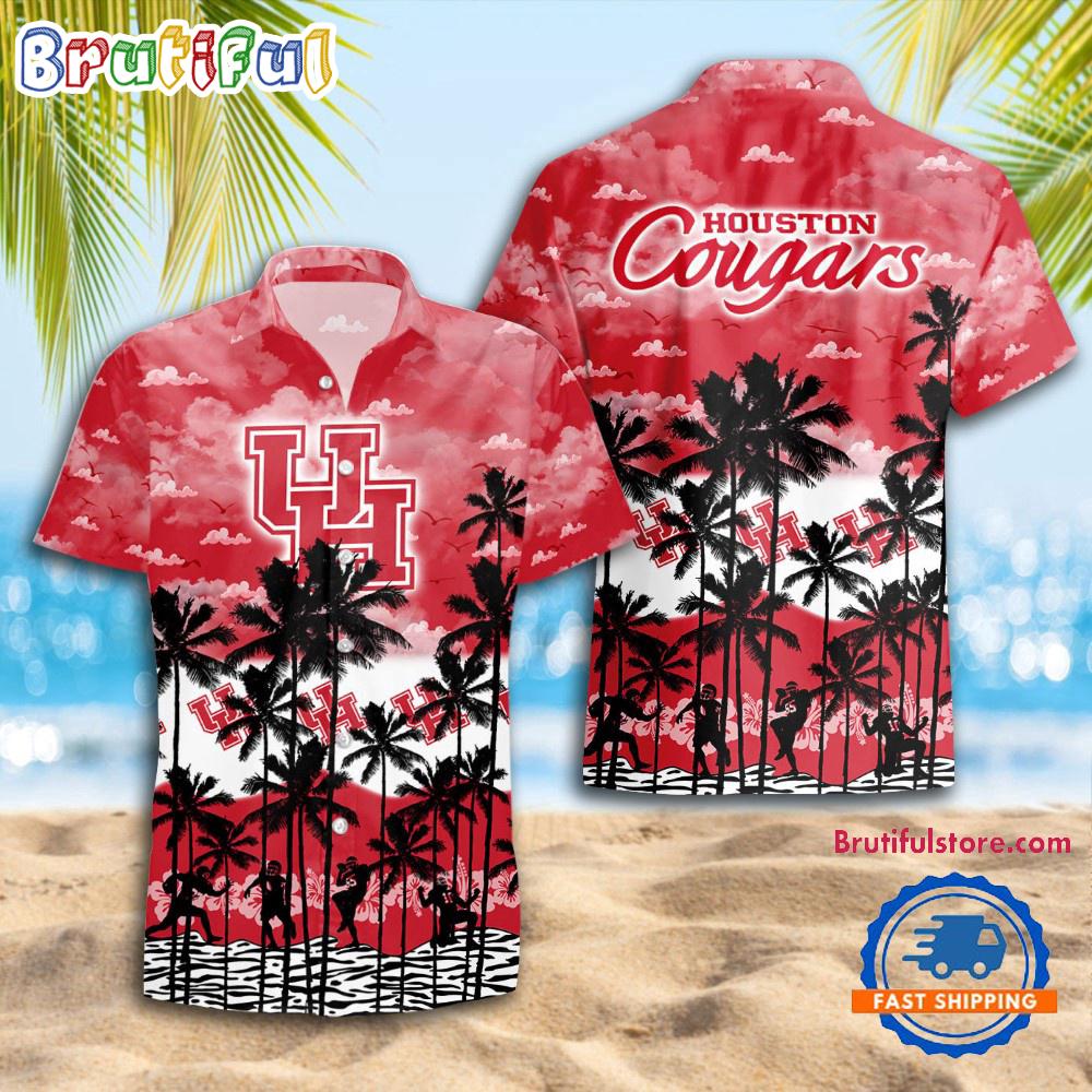 NCAA Houston Cougars Palm Tree Hawaiian Shirt