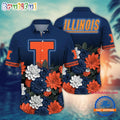 NCAA Illinois Fighting Illini Flower Tropical Summer Beach Hawaiian Shirt