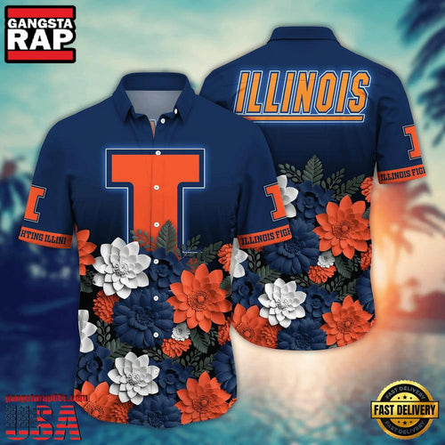 NCAA Illinois Fighting Illini Hot Summer Aloha Hawaiian Shirt Hawaiian Shirt
