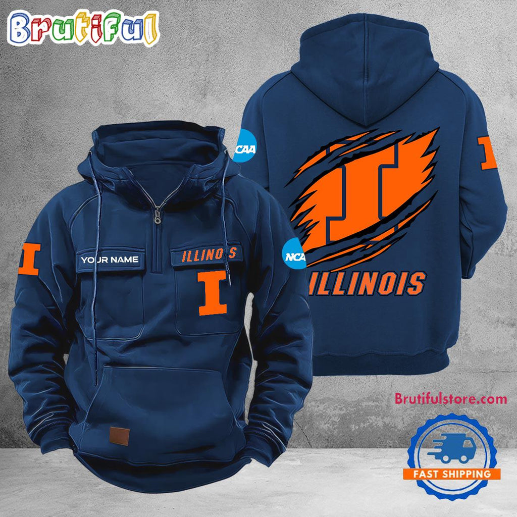 NCAA Illinois Fighting Illini Sport Team Design Logo Name Cargo Hoodie