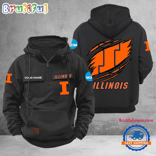 NCAA Illinois Fighting Illini Sport Team Design Logo Name Cargo Hoodie