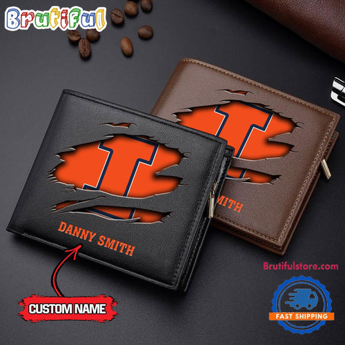 NCAA Illinois Fighting Illini Sporty Custom Men’s Leather Wallet