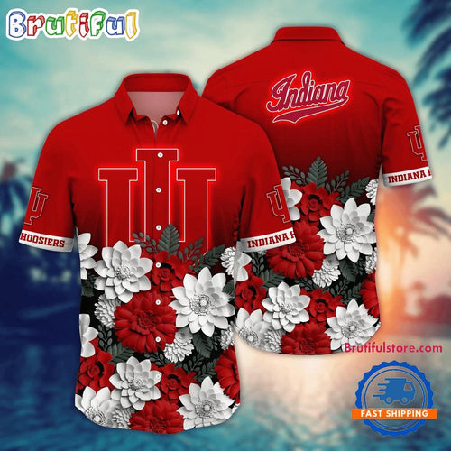 NCAA Indiana Hoosiers Flower Tropical Summer Beach Hawaiian Shirt