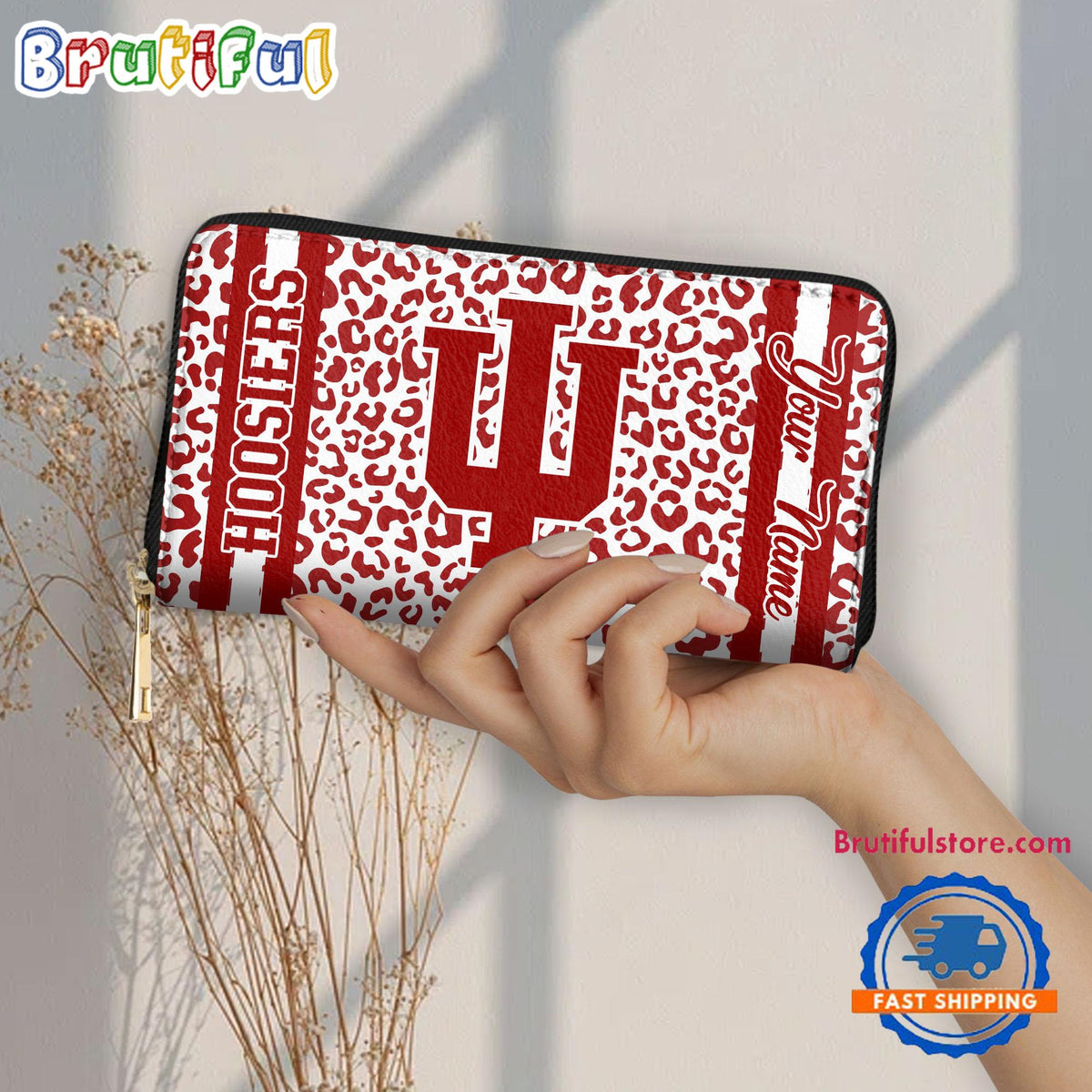 NCAA Indiana Hoosiers Leopard Women’s Zip Around Wallet, Sporty Women’s Wallet