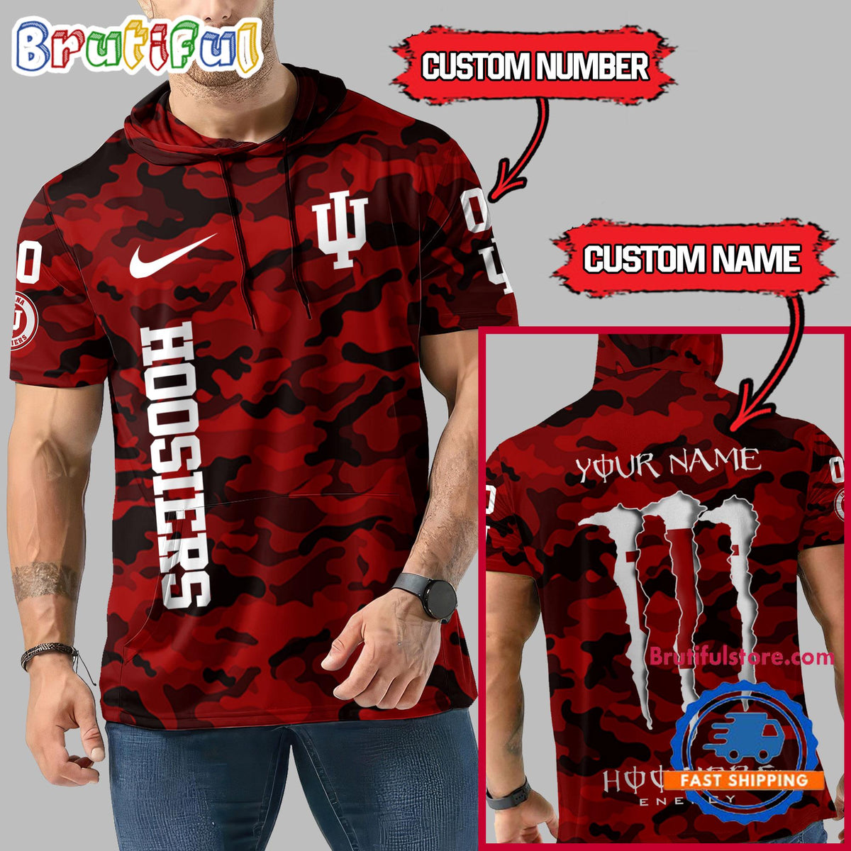 NCAA Indiana Hoosiers Special Camo Sleeveless Hoodie Design