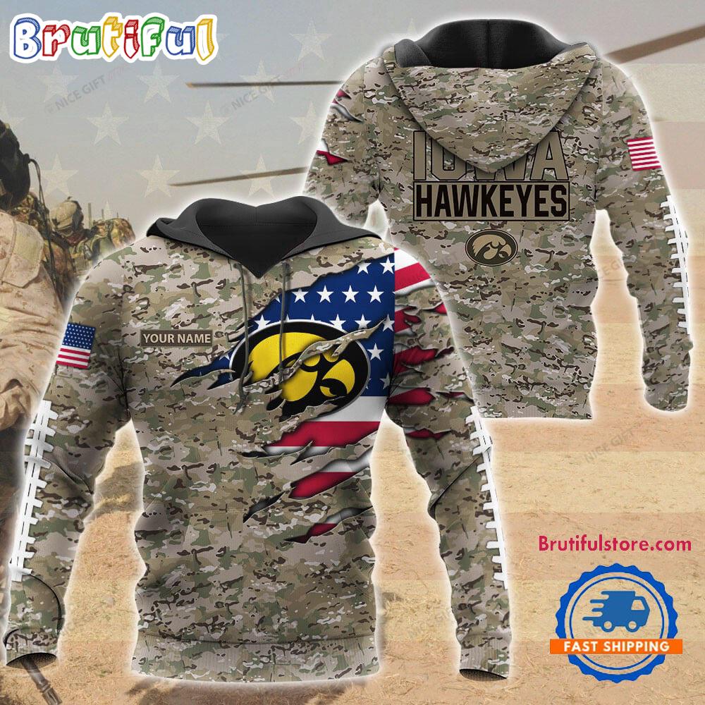 NCAA Iowa Hawkeyes Military Veterans Camouflage Hoodie