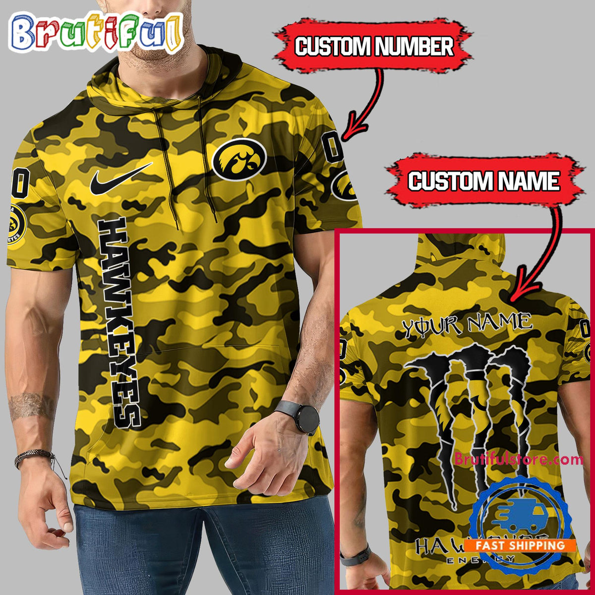 NCAA Iowa Hawkeyes Special Camo Sleeveless Hoodie Design