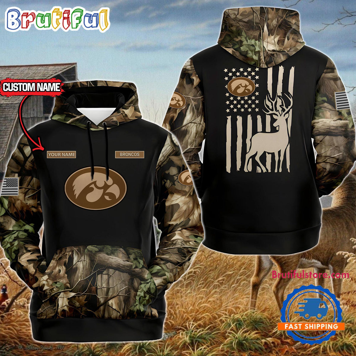 NCAA Iowa Hawkeyes Sporty Camo Hunting Style Hoodie, Sweatshirt, TShirt