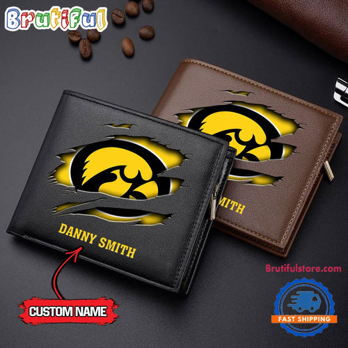NCAA Iowa Hawkeyes Sporty Custom Men’s Leather Wallet