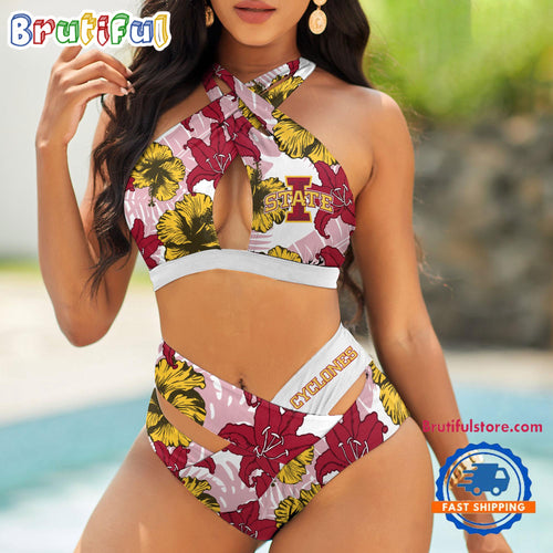 NCAA Iowa State Cyclones Hawaiian Pattern Summer Beach Women’s Bikini Set