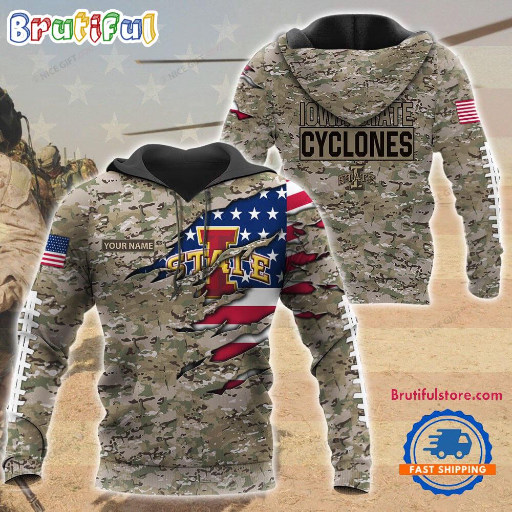 NCAA Iowa State Cyclones Military Veterans Camouflage Hoodie