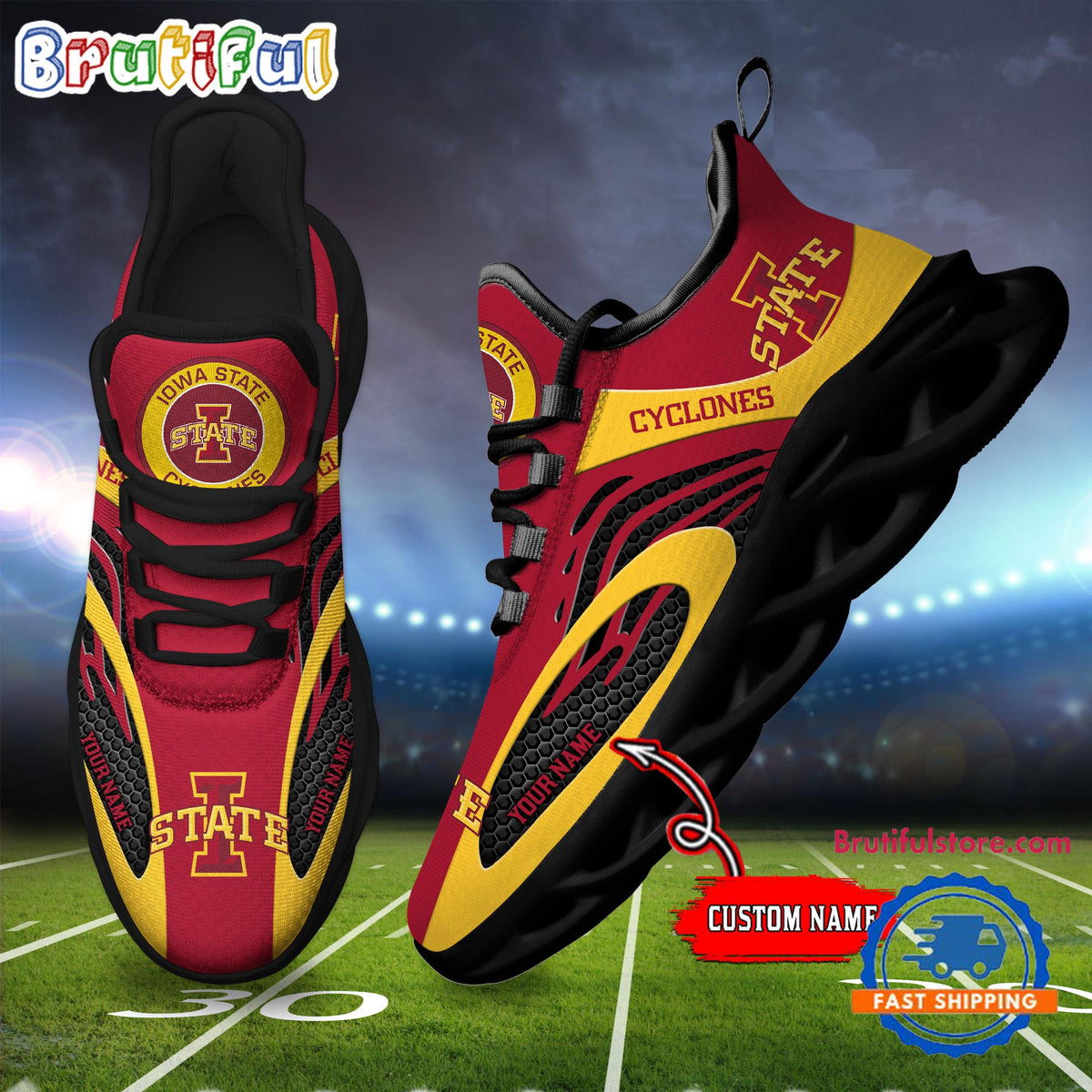 NCAA Iowa State Cyclones Sport Team New Design Max Soul Shoes Sneaker