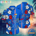 NCAA Kansas Jayhawks Flower Summer Aloha Button Hawaiian Shirt