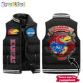 NCAA Kansas Jayhawks Mascot Sporty Design Sleeveless Puffer Jacket