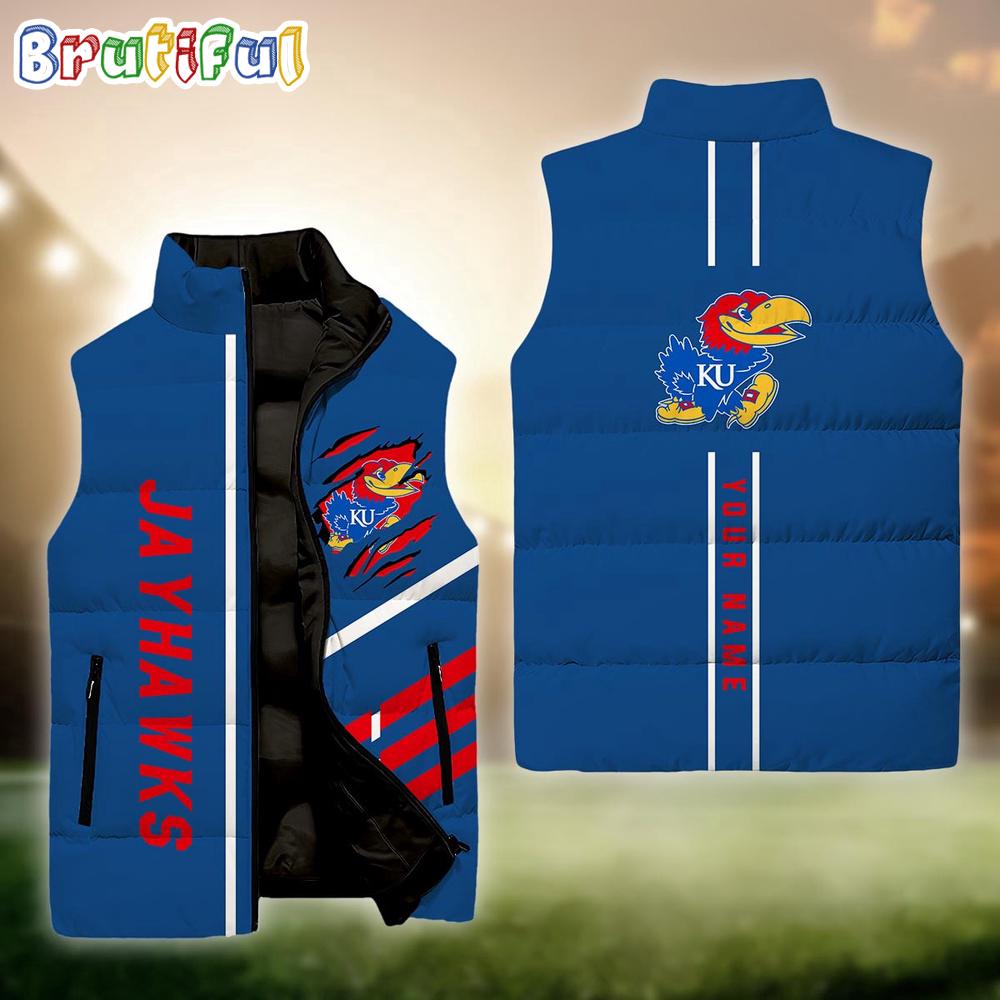 NCAA Kansas Jayhawks Sport Team Personalized Sleeveless Down Puffer Jacket